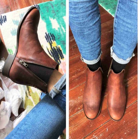 Frye Carly Zip Cognac Leather Chelsea Ankle Bootie - Picture 16 of 16